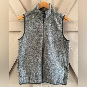 Eddie Bauer Women’s Medium Gray Full Zip Fleece Sweater Vest Heathered Casual